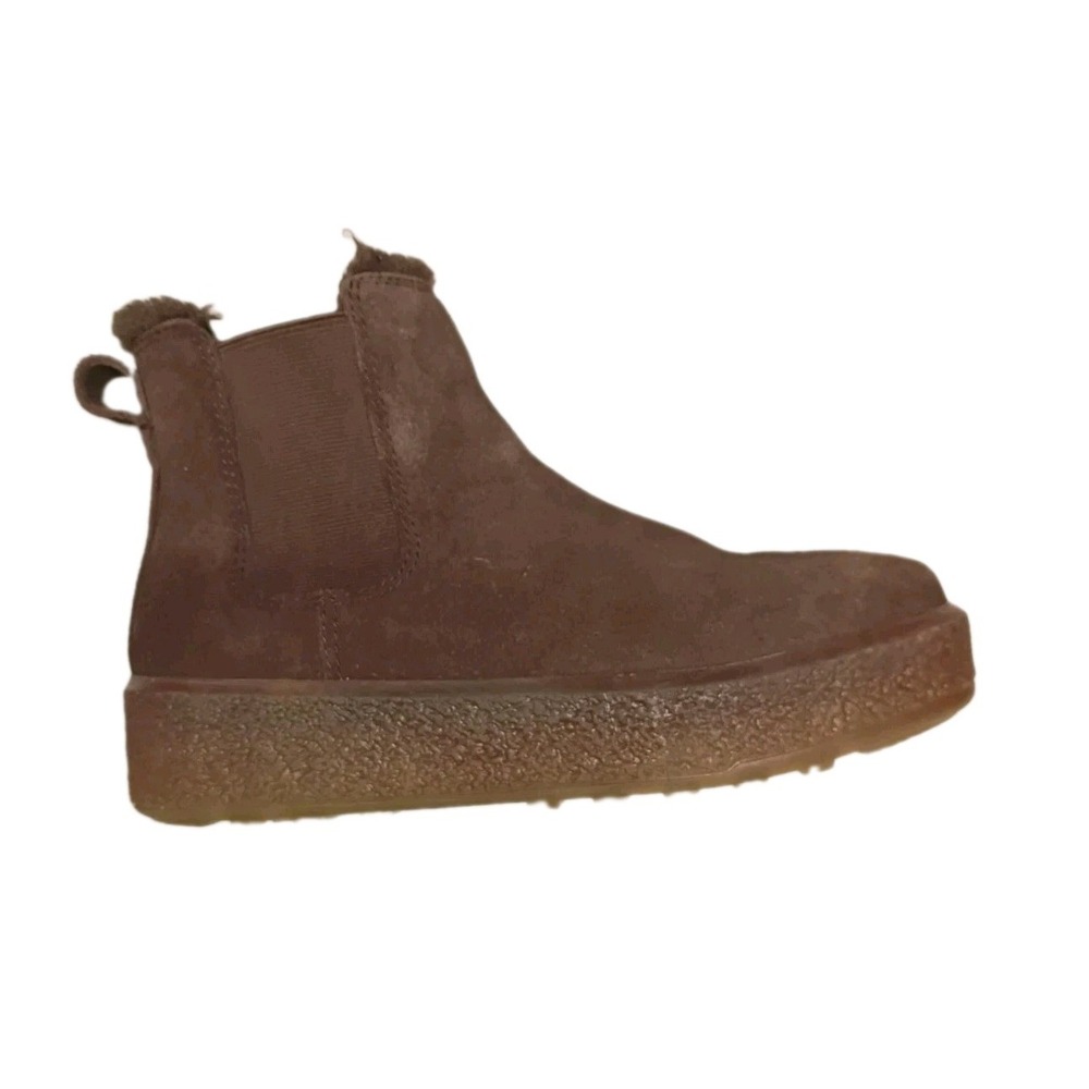 Madewell Joey Warm Pull-on Chelsea Brown Suede Boots NC291 Womens Size 6